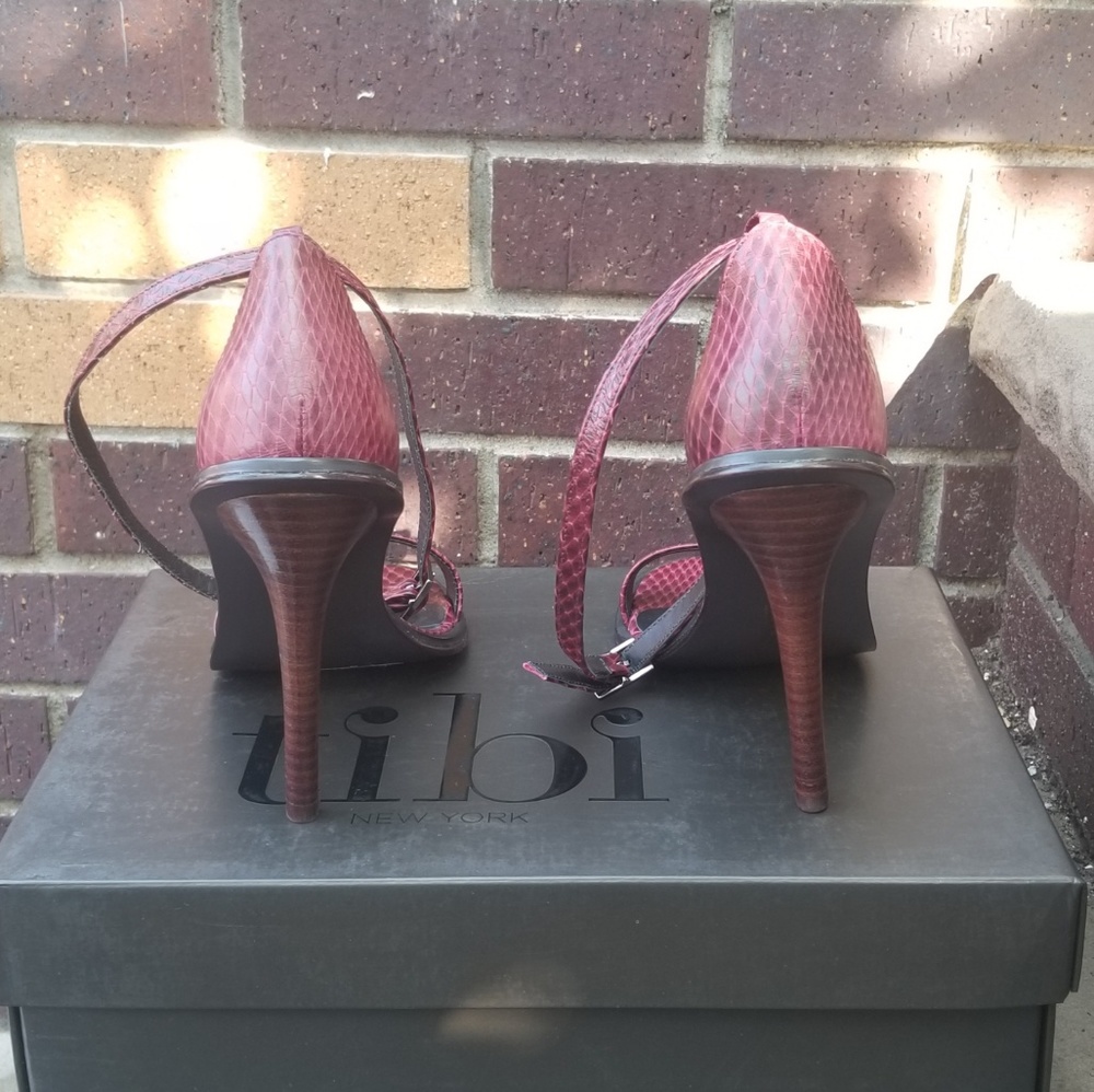 Tibi Amber Wineberry Loop Strap Around Sandals - image 2